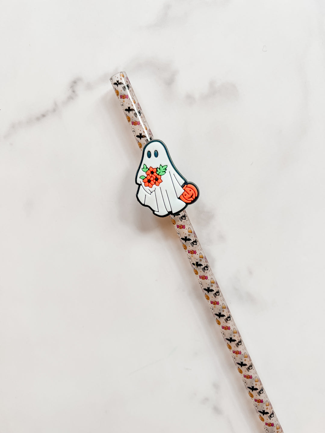 Retro ghost straw charm