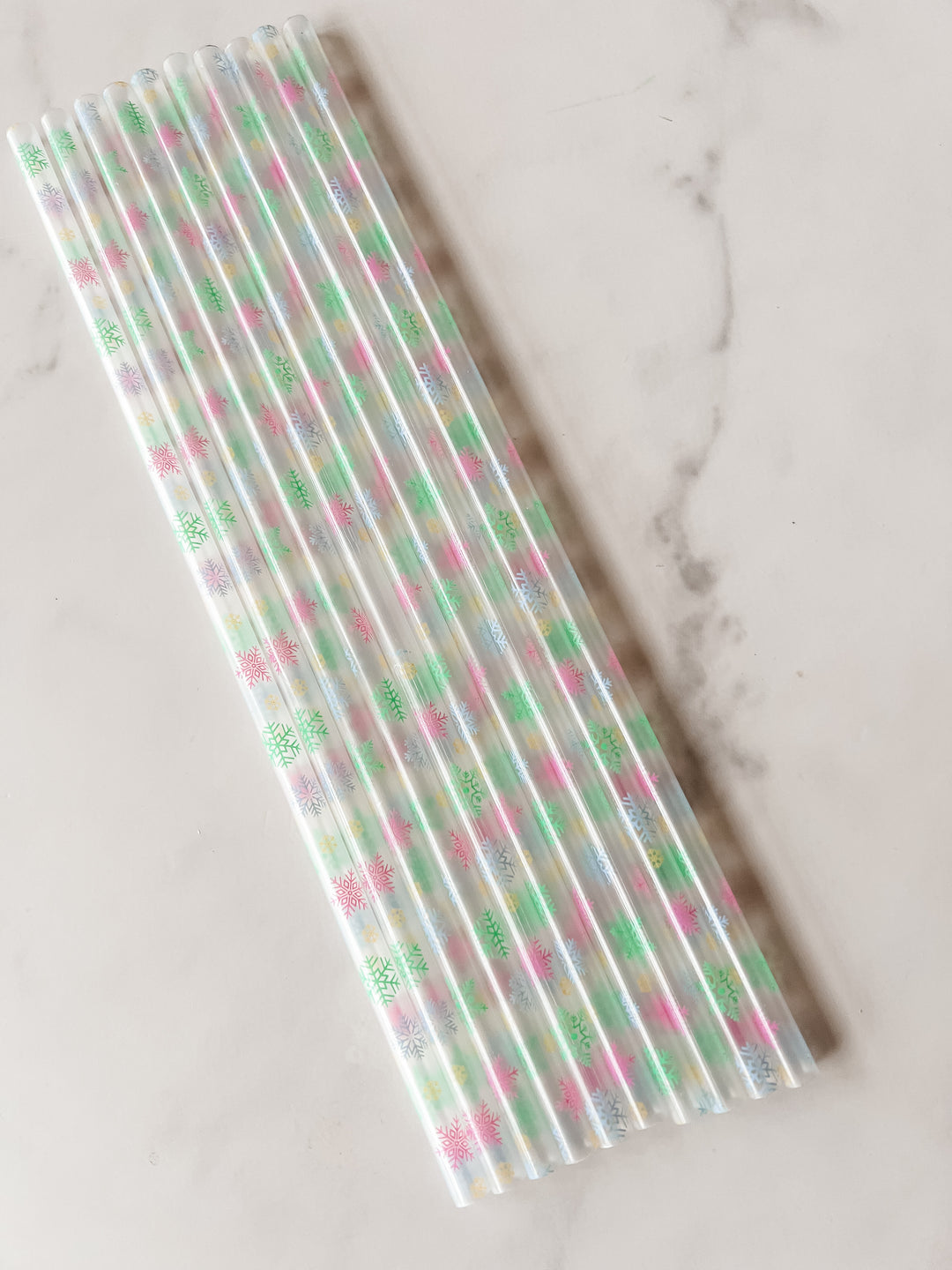 10 in 10pk Christmas snowflakes plastic straws