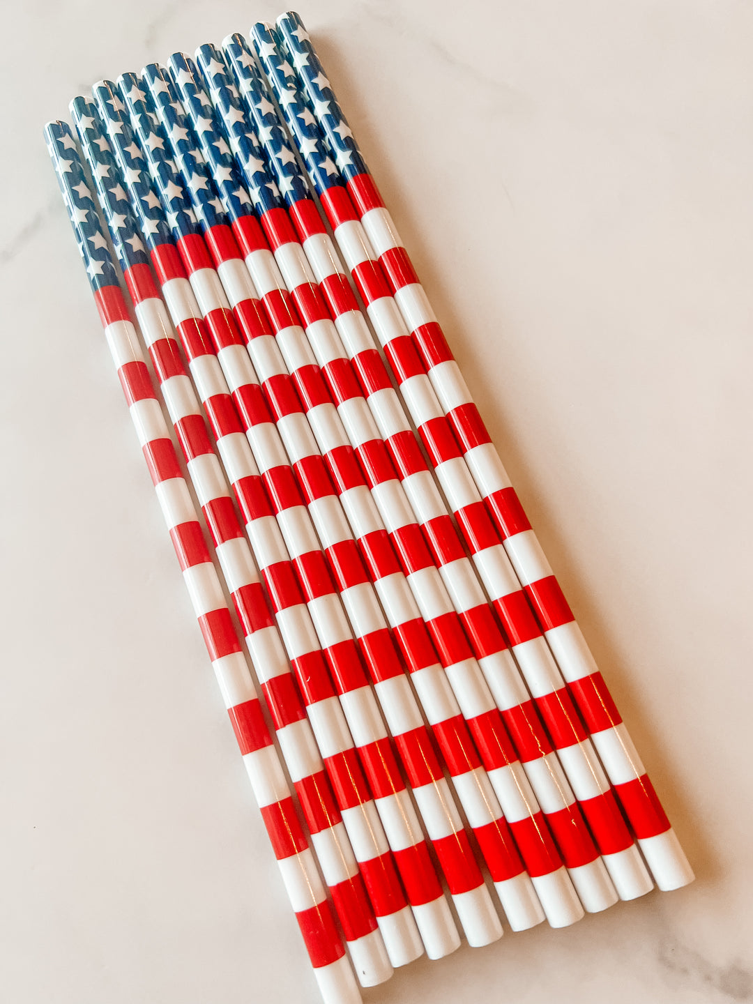 9inch 10pk flag july plastic straws