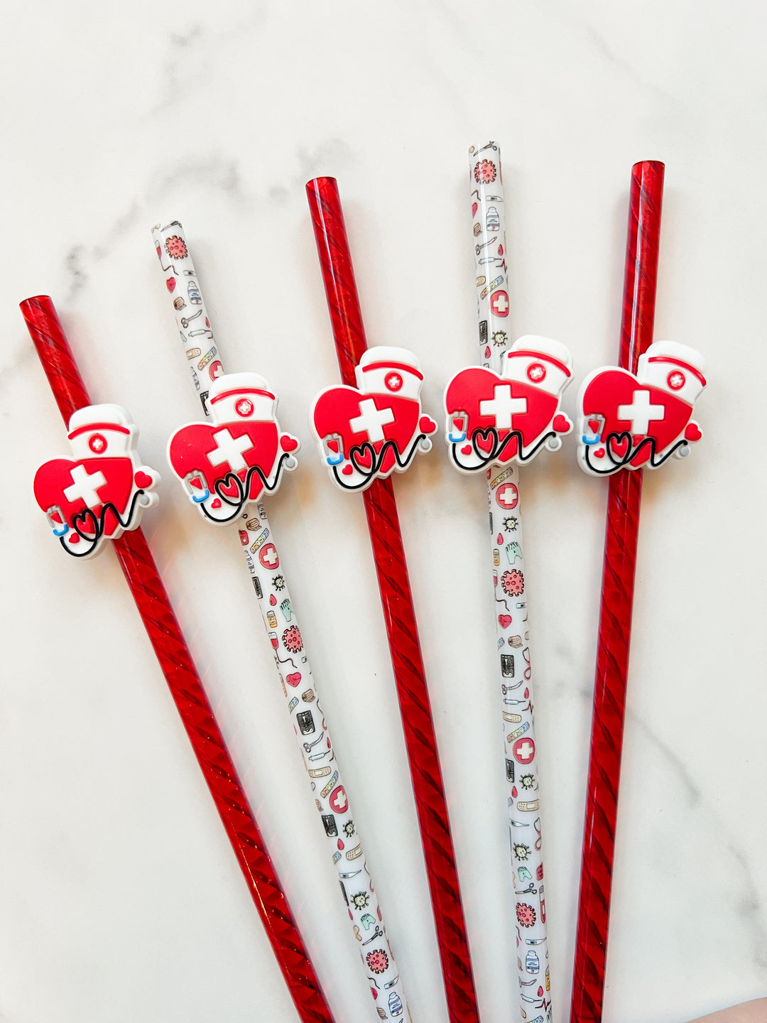 Medical heart straw charm pack