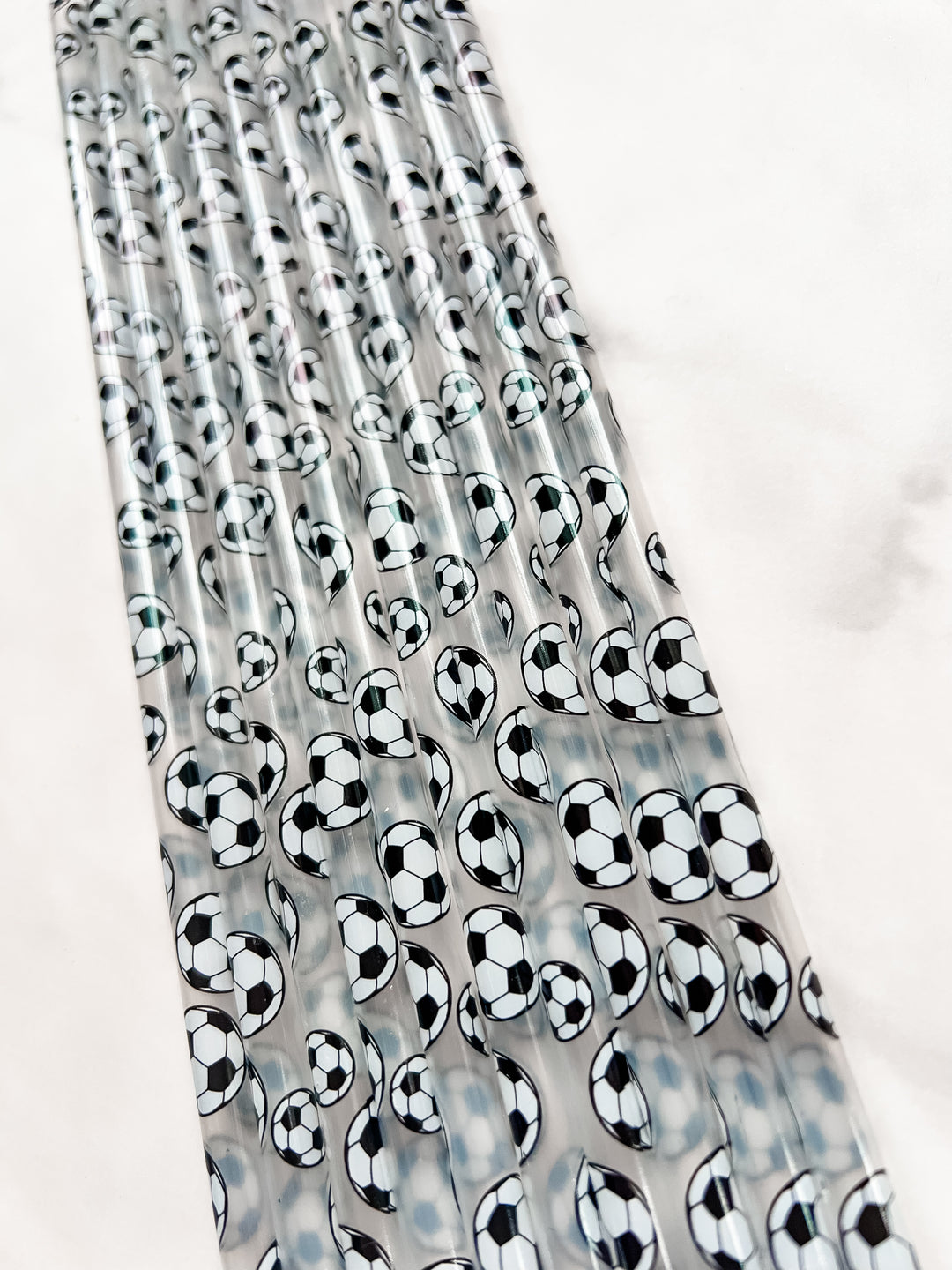 10pk Soccer print plastic straw combo