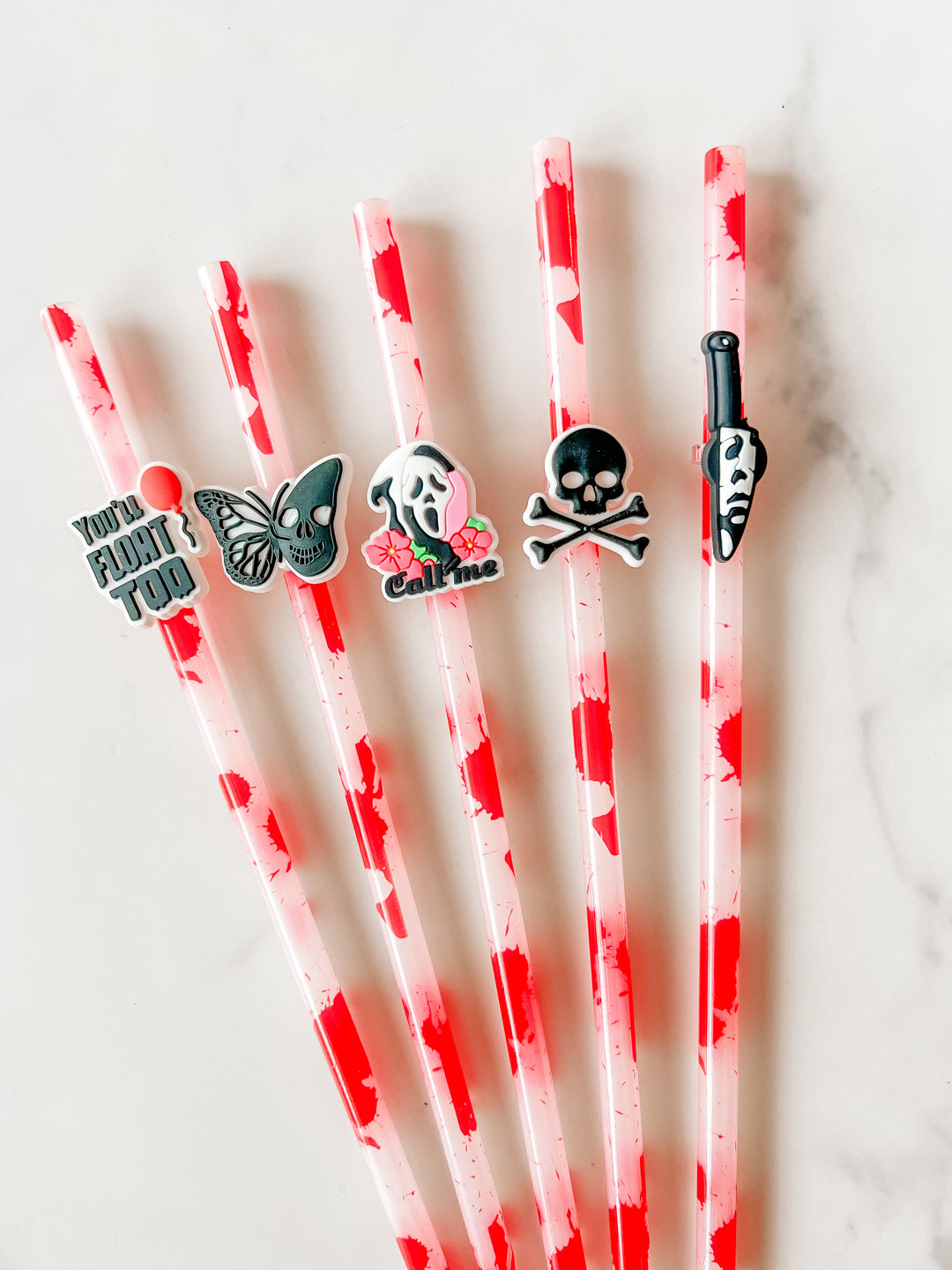Halloween horror charm pack straw accessory