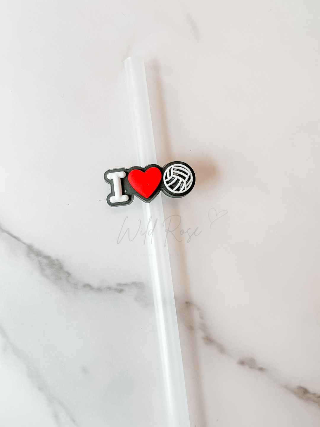 I love Volleyball straw accessory