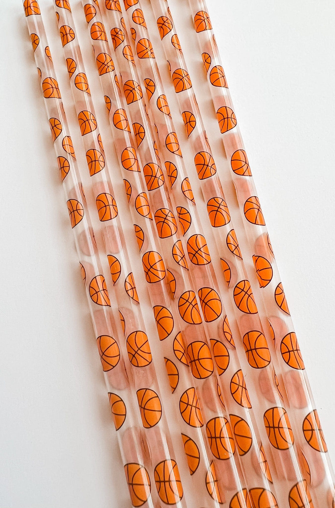 10pk Basketball plastic straw