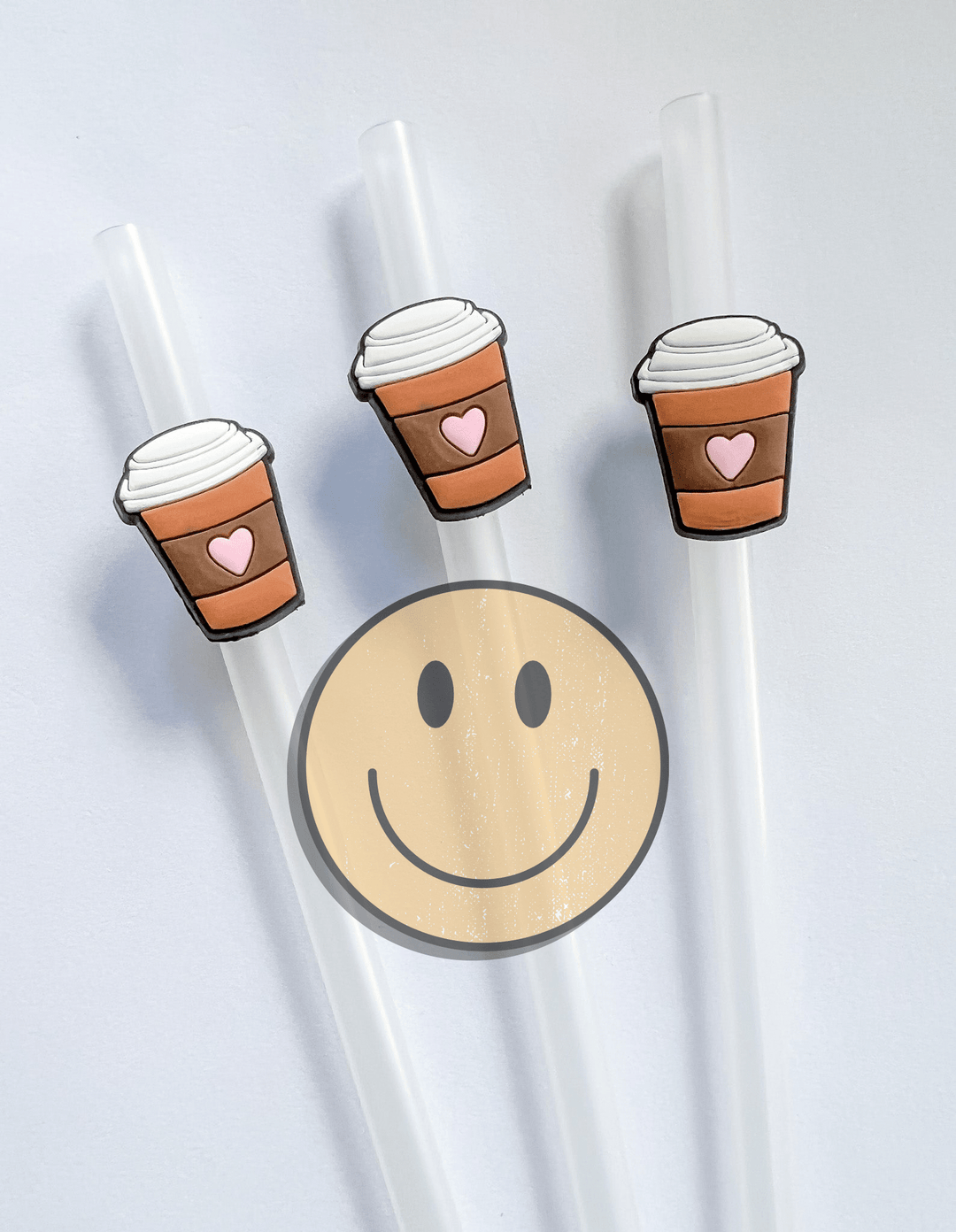 5 pack Coffee heart straw accessory