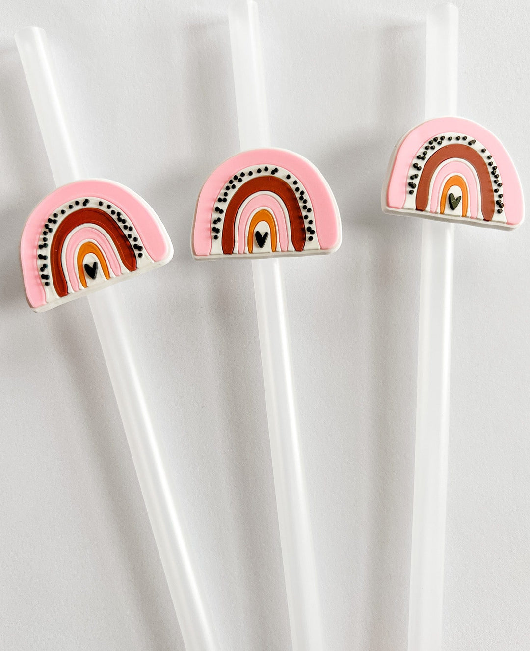 5 pack Exclusive pink rainbow straw accessory