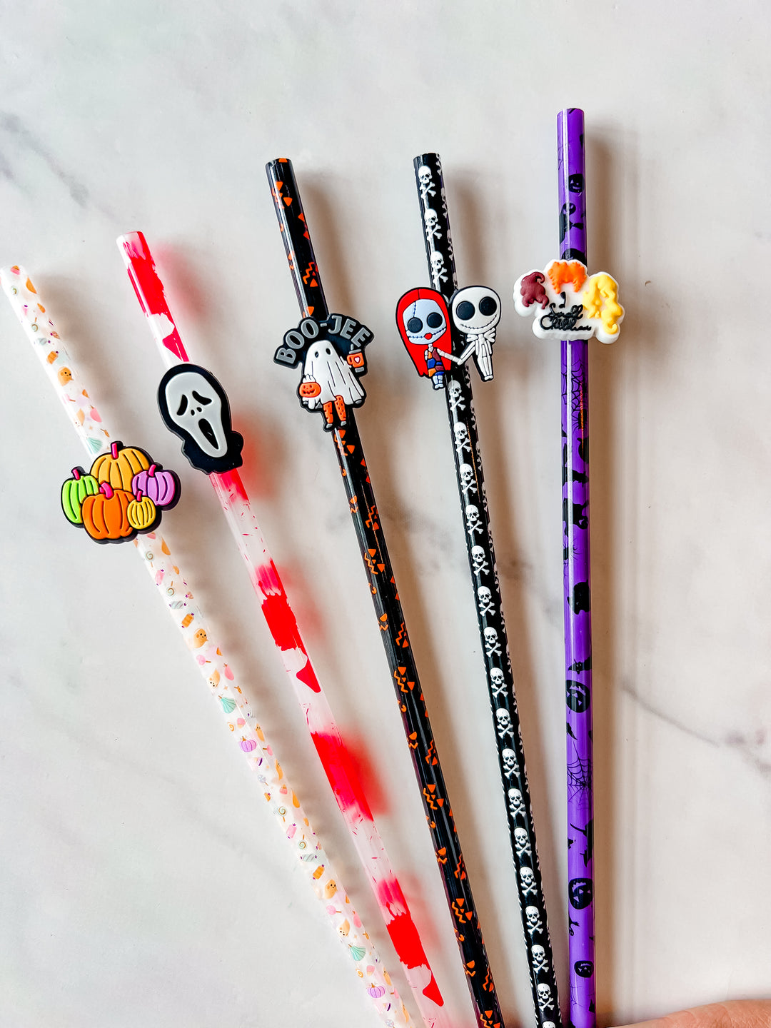 10pk skull plastic straws