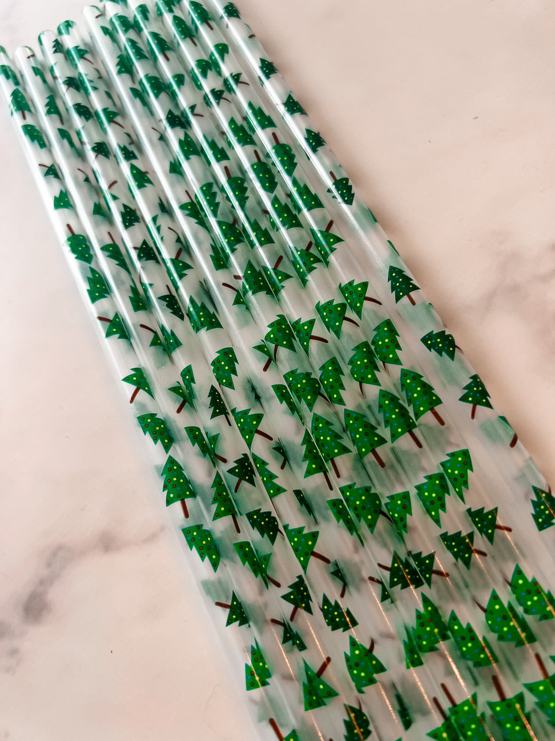 10 in 10pk Christmas tree plastic straws – Wild Rose Affordable